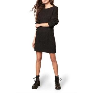 BB Dakota Miss Mood Wool Blend Long Sleeve Sweater Dress In Black